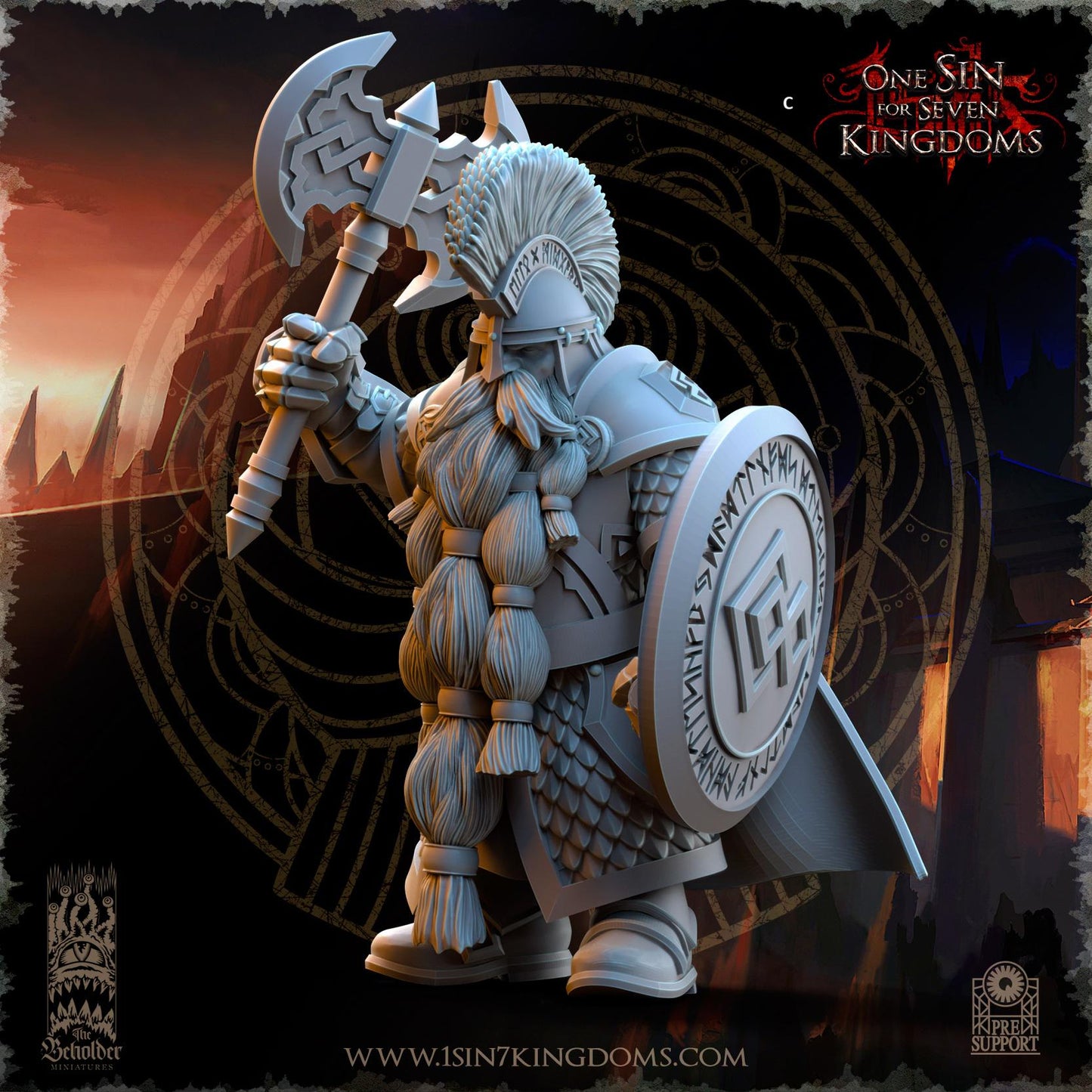 Dwarven Kingdoms Highborn Warriors with Axe and Shield | The Beholder Miniatures | Compatible with D&D/AoS | Fantasy | Tabletop RPG