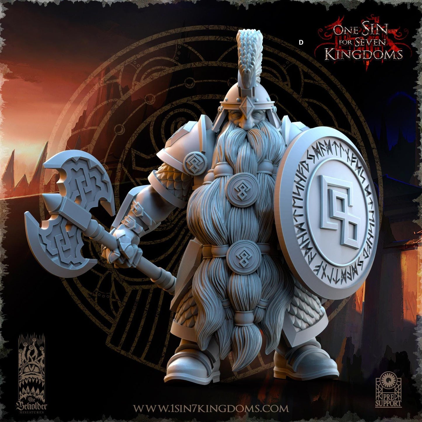 Dwarven Kingdoms Highborn Warriors with Axe and Shield | The Beholder Miniatures | Compatible with D&D/AoS | Fantasy | Tabletop RPG
