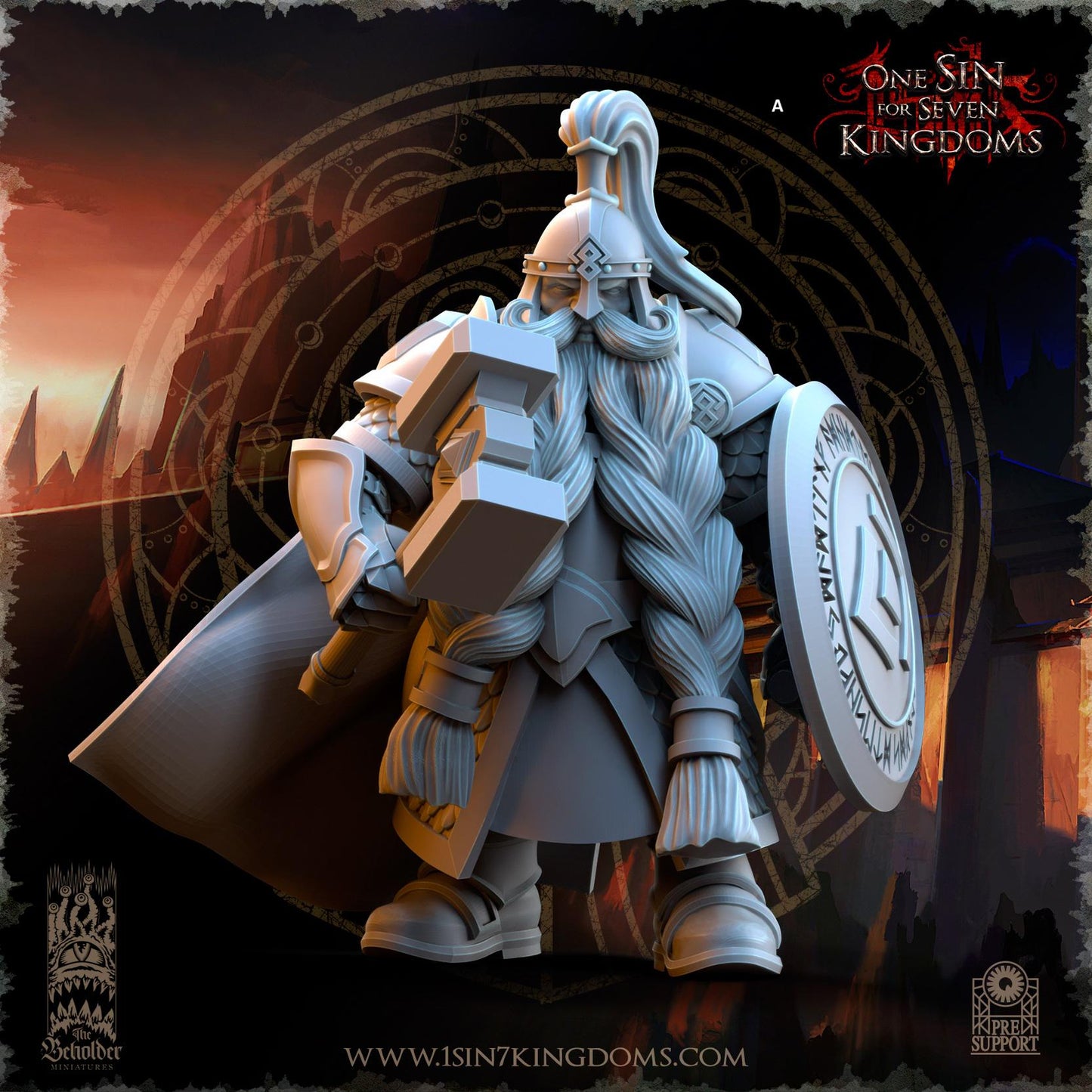 Dwarven Kingdoms Highborn Warriors with Hammer and Shield | The Beholder Miniatures | Compatible with D&D/AoS | Fantasy | Tabletop RPG