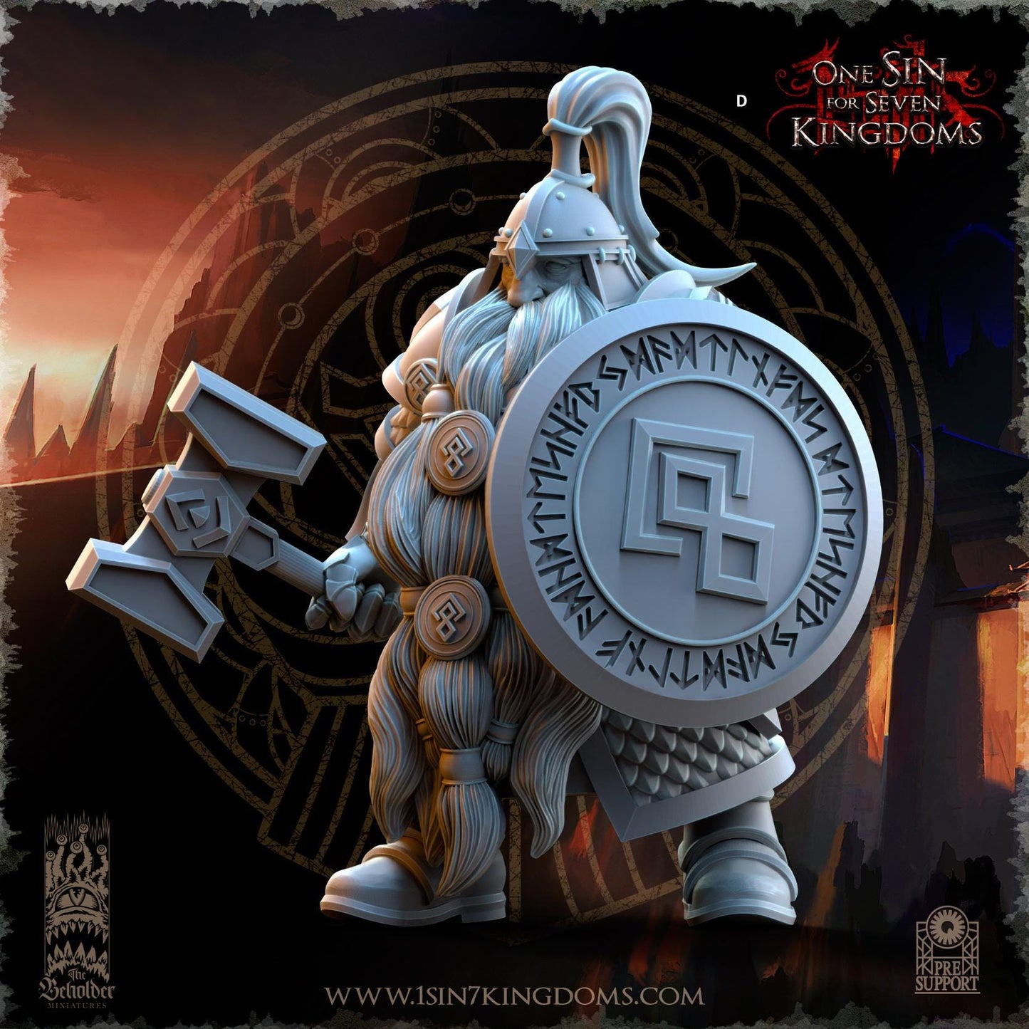 Dwarven Kingdoms Highborn Warriors with Hammer and Shield | The Beholder Miniatures | Compatible with D&D/AoS | Fantasy | Tabletop RPG