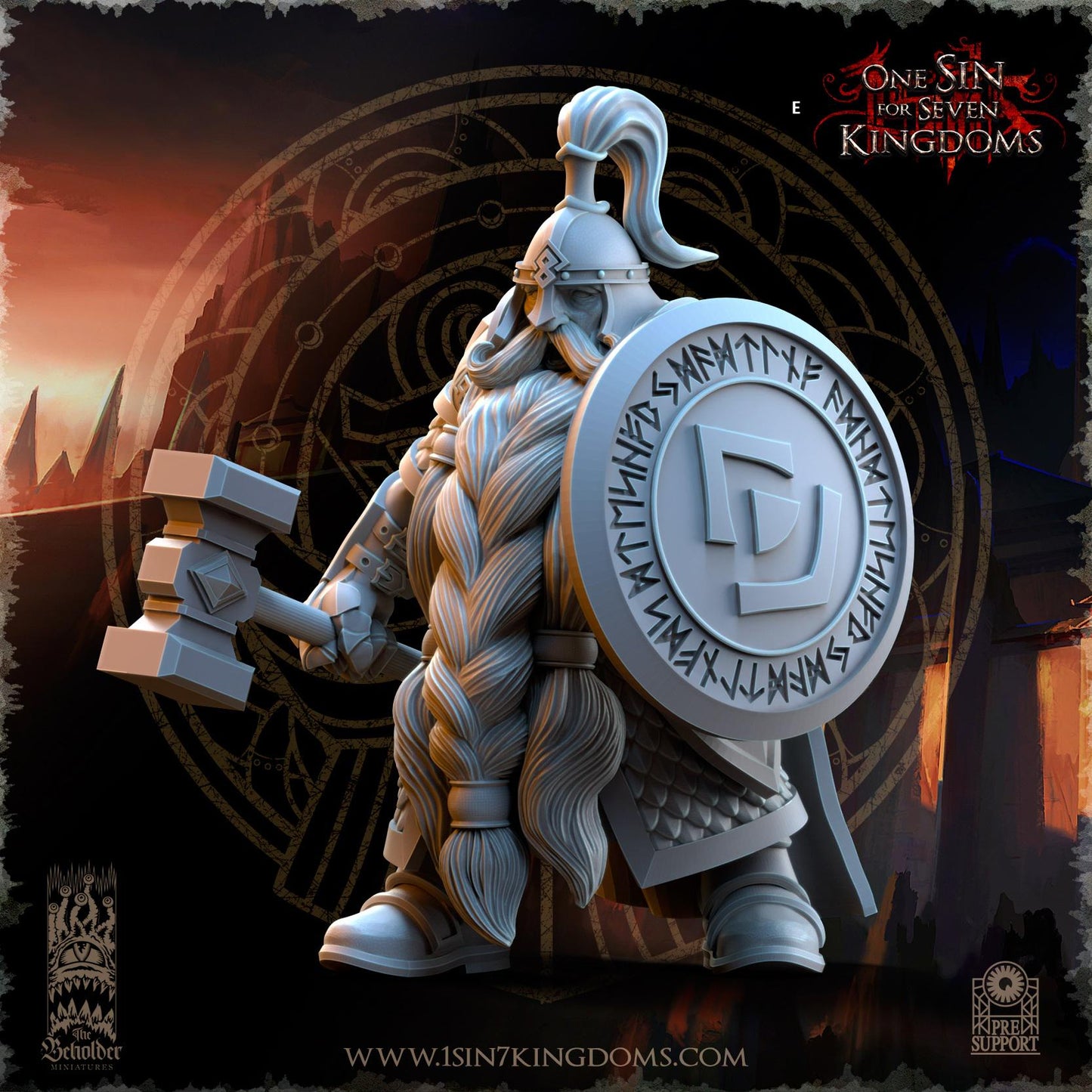 Dwarven Kingdoms Highborn Warriors with Hammer and Shield | The Beholder Miniatures | Compatible with D&D/AoS | Fantasy | Tabletop RPG