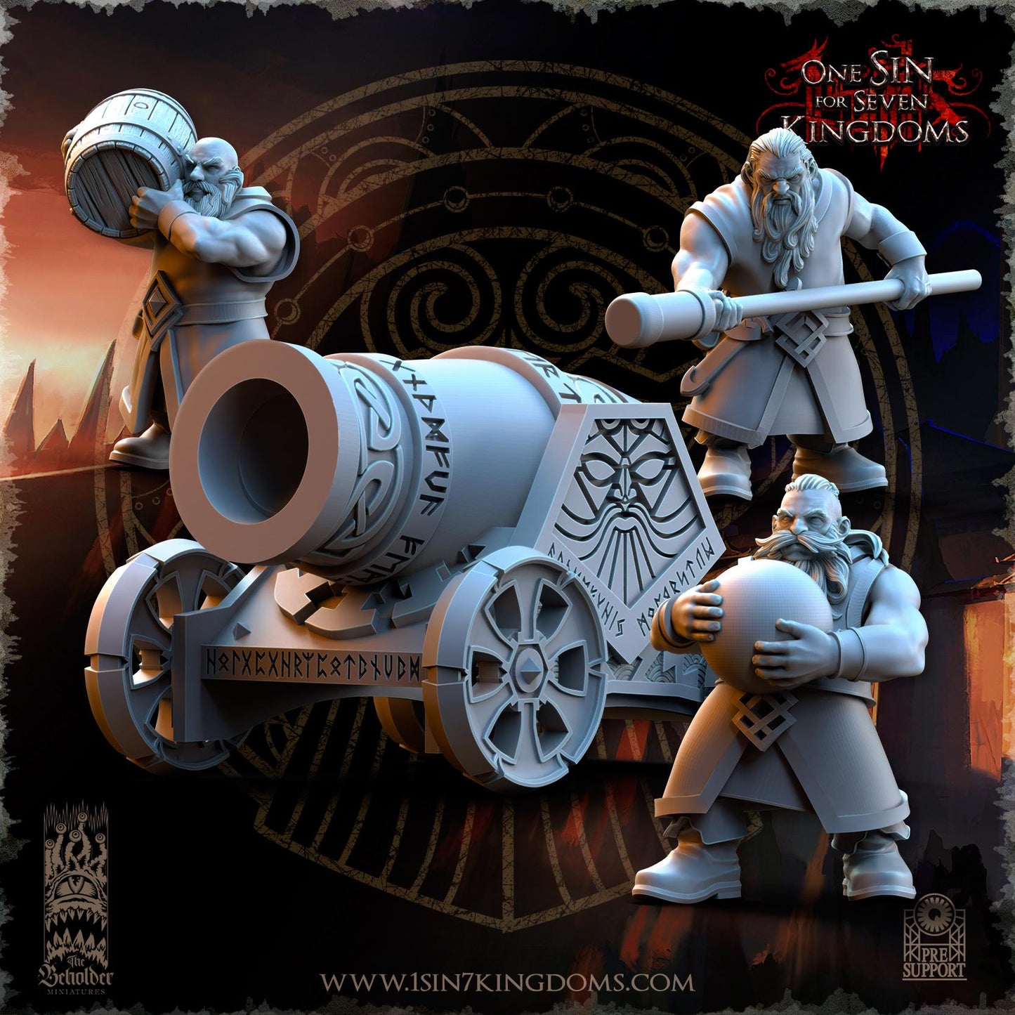 Dwarven Kingdoms Thunder Cannon | The Beholder Miniatures | Compatible with D&D/AoS | Fantasy | Tabletop RPG