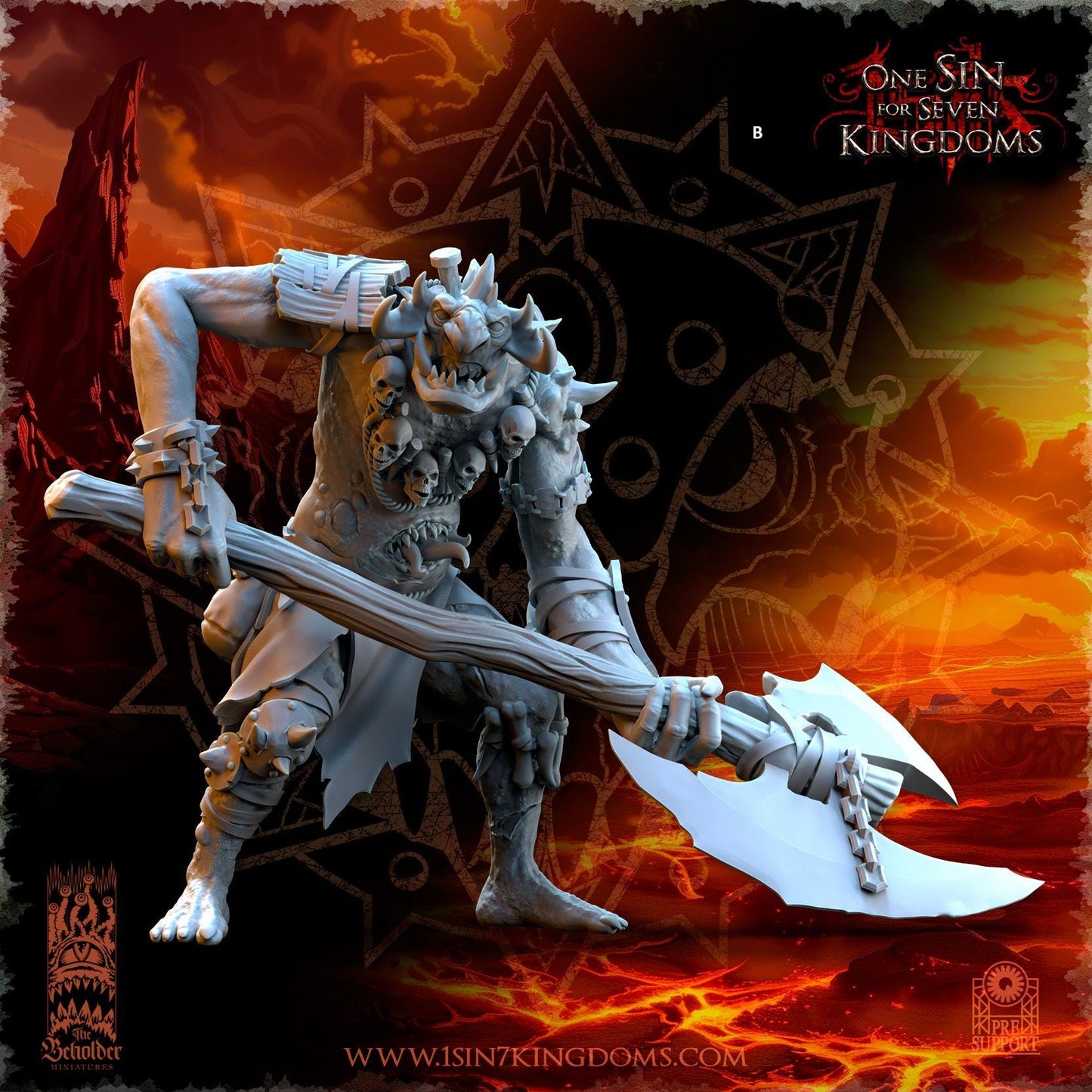 Realms of Mayhem Trolls with Great Weapon | The Beholder Miniatures | Compatible with D&D/AoS | Fantasy | Tabletop RPG