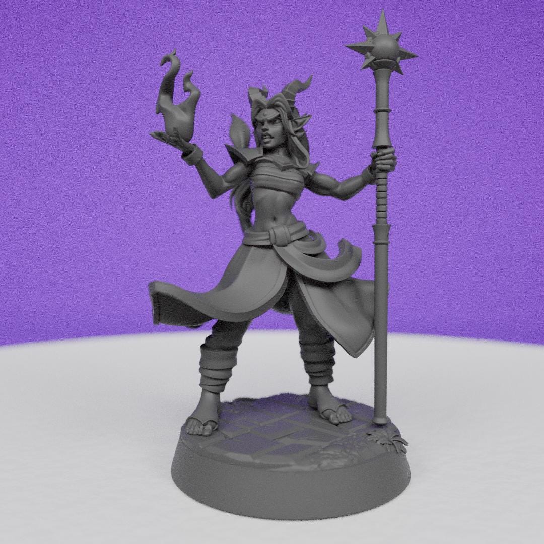 Tiefling Sorcerer Stance | CastnPlay Miniatures | Compatible with D&D/AoS | Fantasy | Tabletop RPG