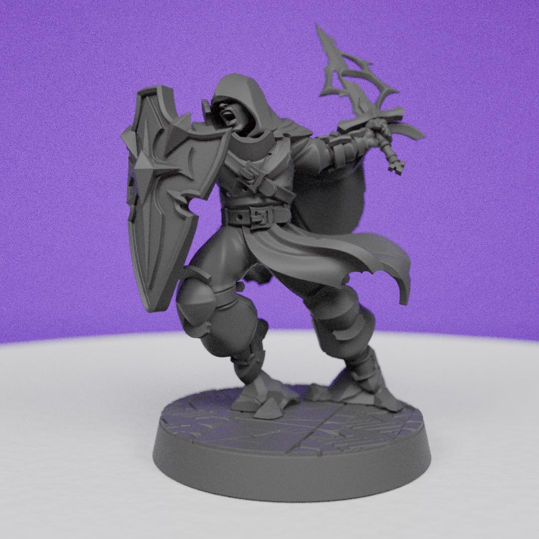 Human Paladin with Hood | CastnPlay Miniatures | Compatible with D&D/AoS | Fantasy | Tabletop RPG