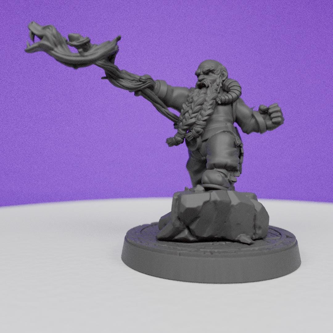 Dwarf Druid Wildspeaker | CastnPlay Miniatures | Compatible with D&D/AoS | Fantasy | Tabletop RPG