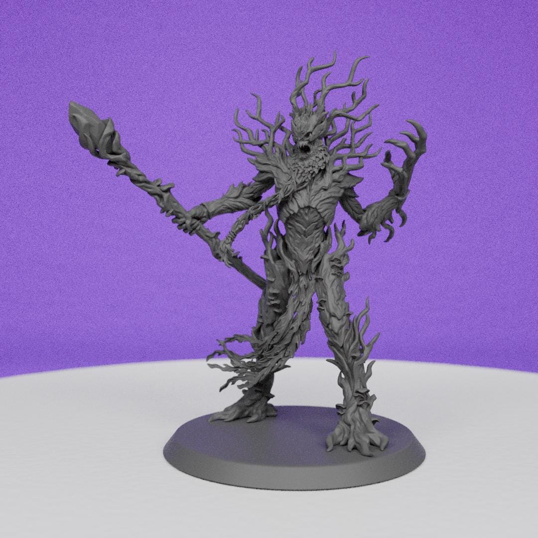 Evergreen Tree Sheperd Ohru with Staff | The Beholder Miniatures | Compatible with D&D/AoS | Fantasy | Tabletop RPG