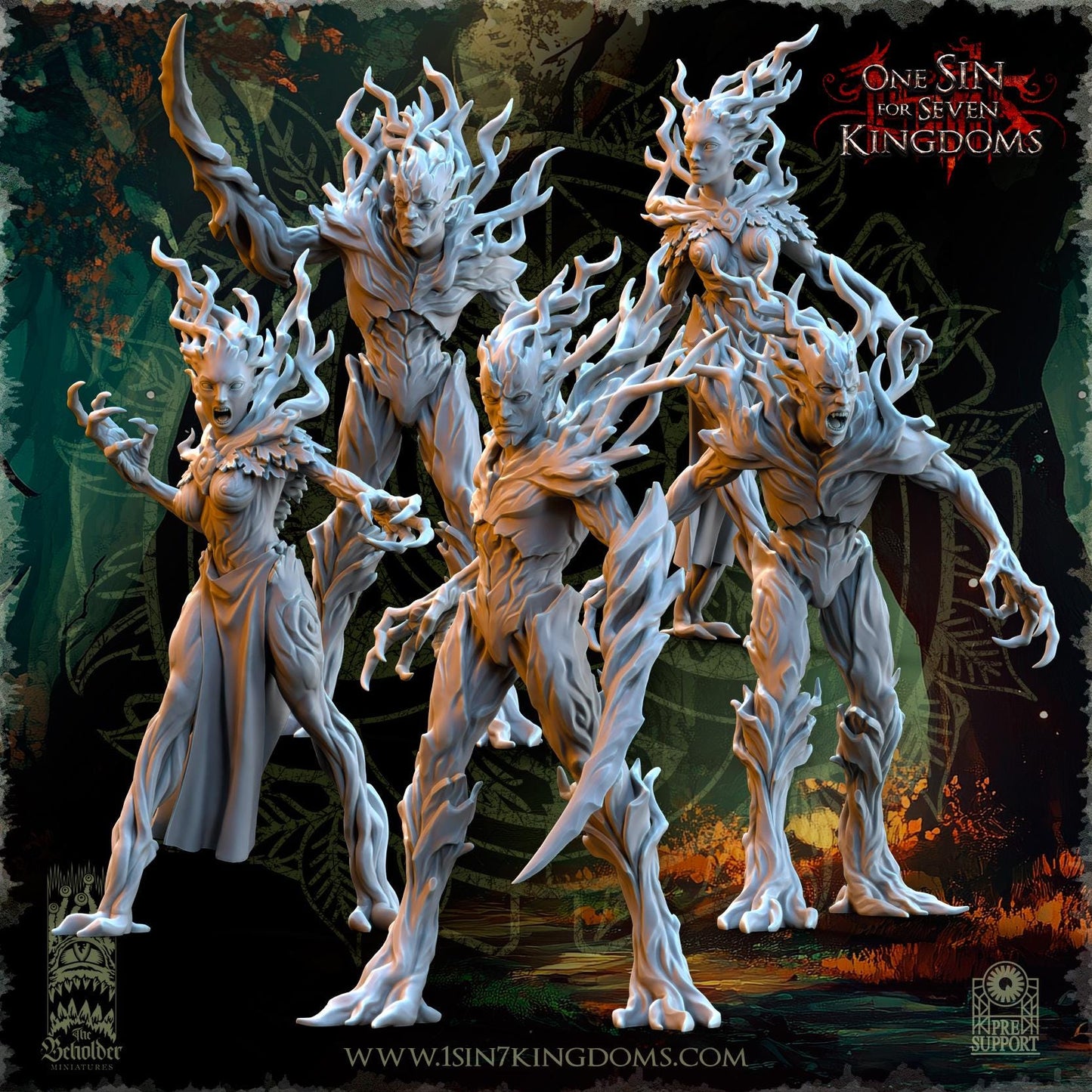 Evergreen Druades unit | The Beholder Miniatures | Compatible with D&D/AoS | Fantasy | Tabletop RPG