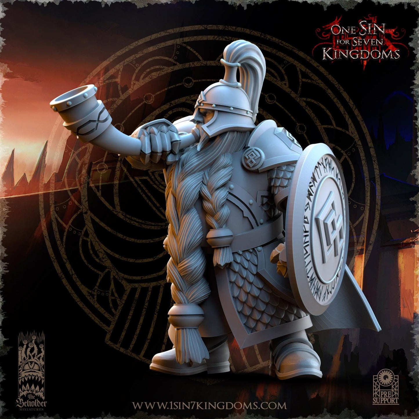 Dwarven Kingdoms Highborn Warriors Command Unit | The Beholder Miniatures | Compatible with D&D/AoS | Fantasy | Tabletop RPG