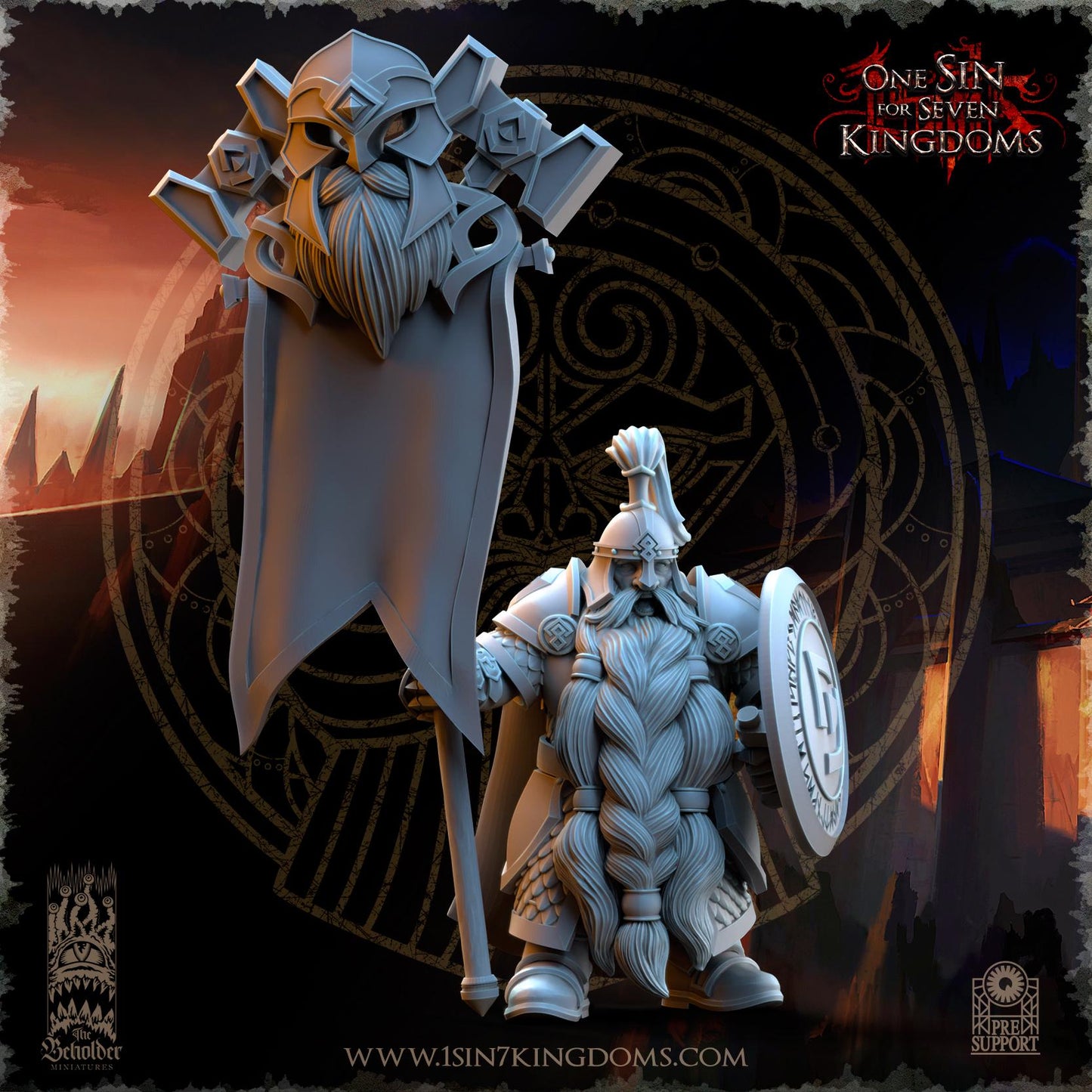 Dwarven Kingdoms Highborn Warriors Command Unit | The Beholder Miniatures | Compatible with D&D/AoS | Fantasy | Tabletop RPG