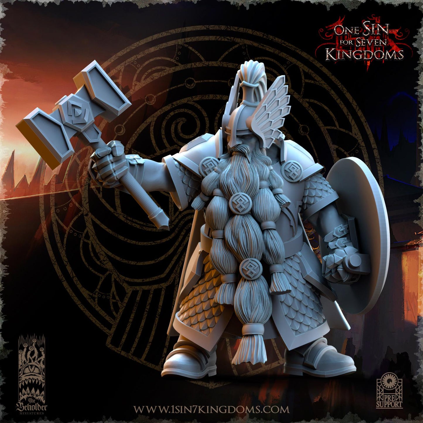 Dwarven Kingdoms Highborn Warriors Command Unit | The Beholder Miniatures | Compatible with D&D/AoS | Fantasy | Tabletop RPG