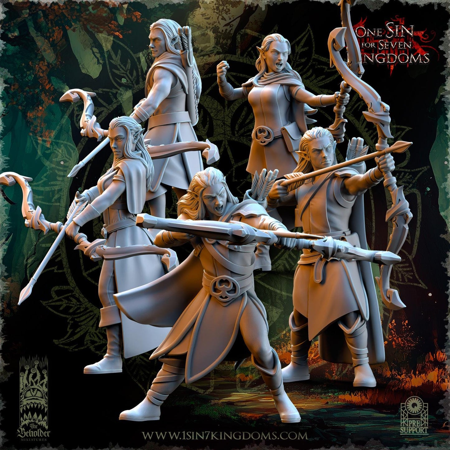 Evergreen Elf Rangers Set | The Beholder Miniatures | Compatible with D&D/AoS | Fantasy | Tabletop RPG