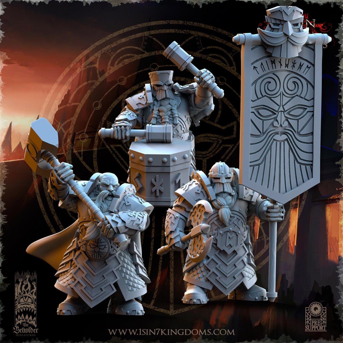 Dwarven Kingdoms Iron Heads Command Unit | The Beholder Miniatures | Compatible with D&D/AoS | Fantasy | Tabletop RPG