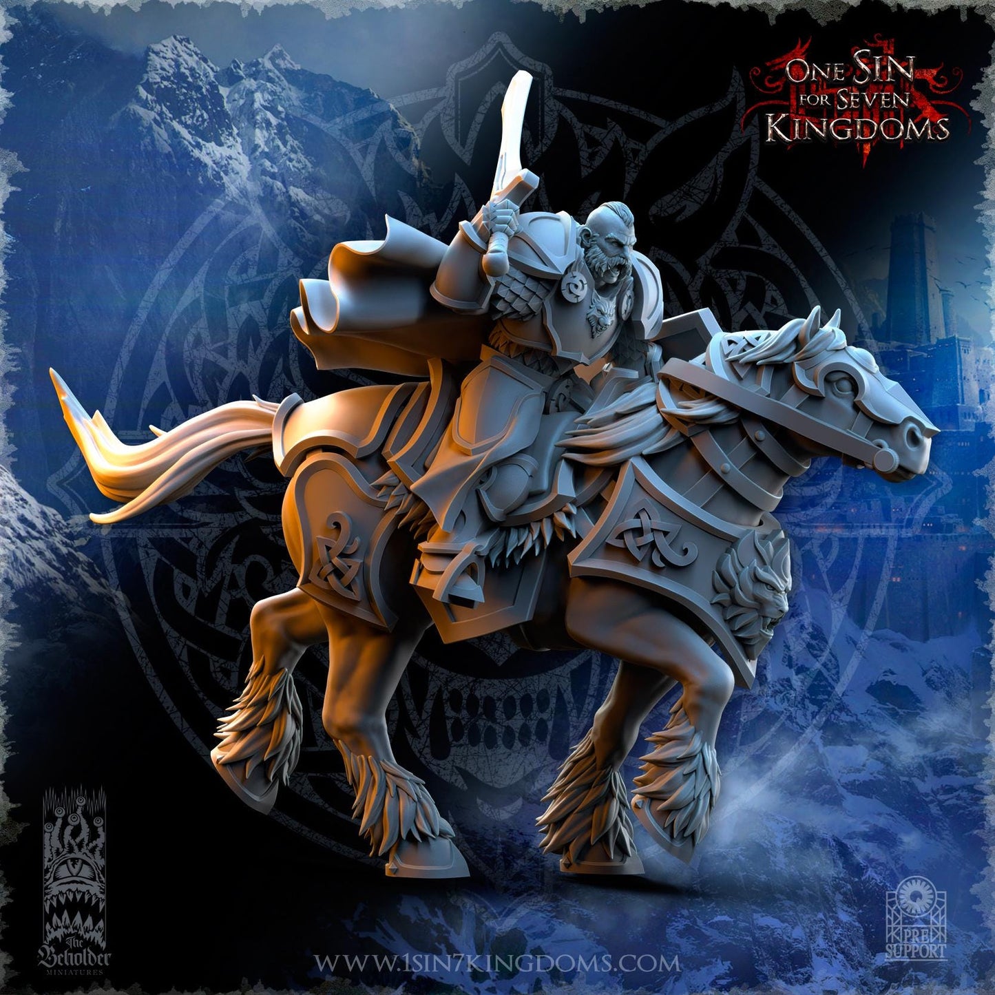 StormWolves Knight Command | The Beholder Miniatures | Compatible with D&D/AoS | Fantasy | Tabletop RPG