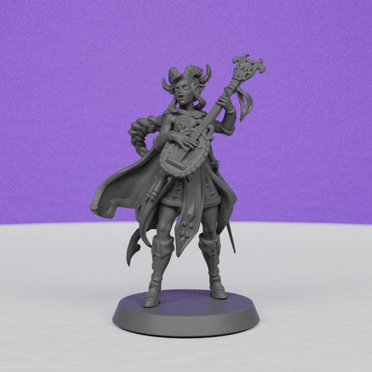 Female Tiefling Bard Astoria | Galaad Miniatures | Compatible with D&D/AoS | Fantasy | Tabletop RPG