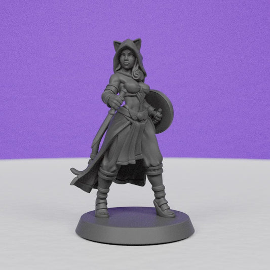 Female Leonin Warrior | Galaad Miniatures | Compatible with D&D/AoS | Fantasy | Tabletop RPG