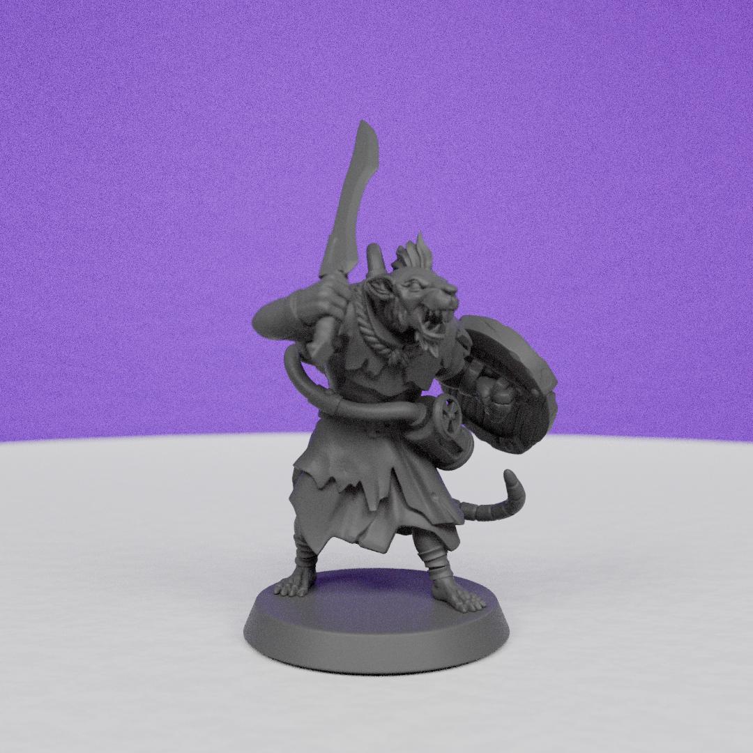 Ratfolk Toxic Warrior | Galaad Miniatures | Compatible with D&D/AoS | Fantasy | Tabletop RPG