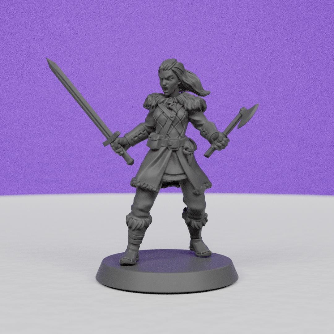 Female Norse Warrior | Galaad Miniatures | Compatible with D&D/AoS | Fantasy | Tabletop RPG