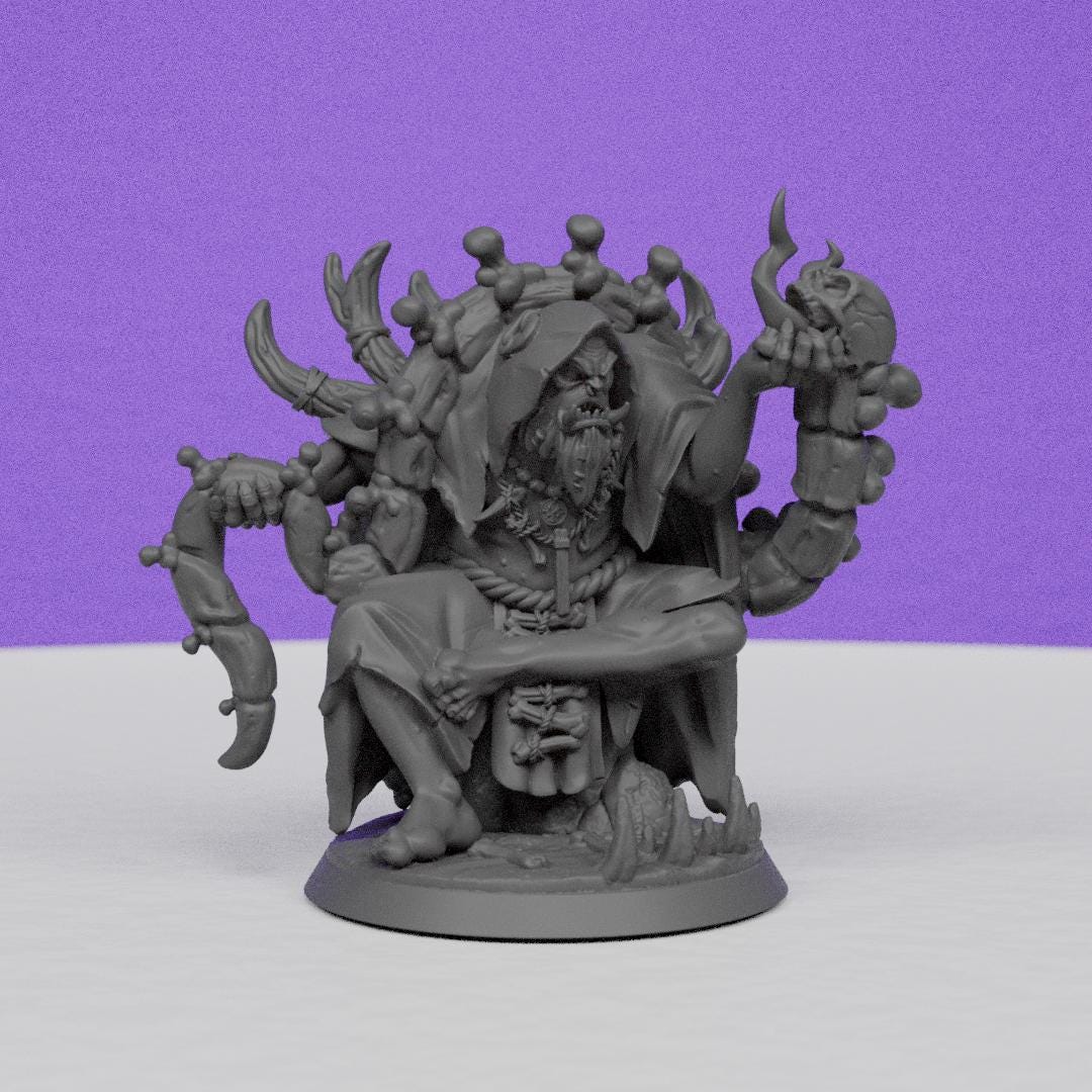 Old Orc Shaman | Miniatures Blueprint | Compatible with D&D/AoS | Fantasy