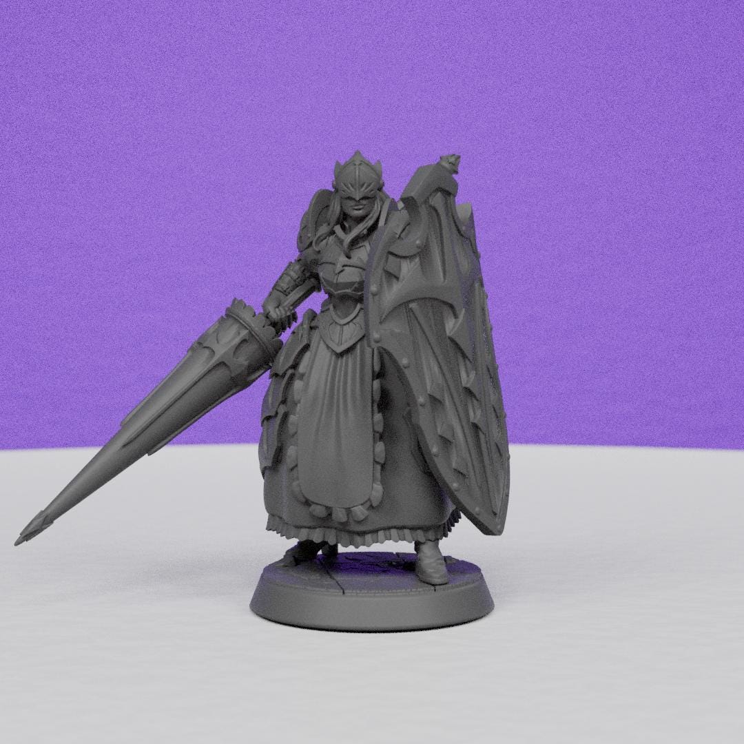Maid Knight | Miniatures Blueprint | Compatible with D&D/AoS | Fantasy