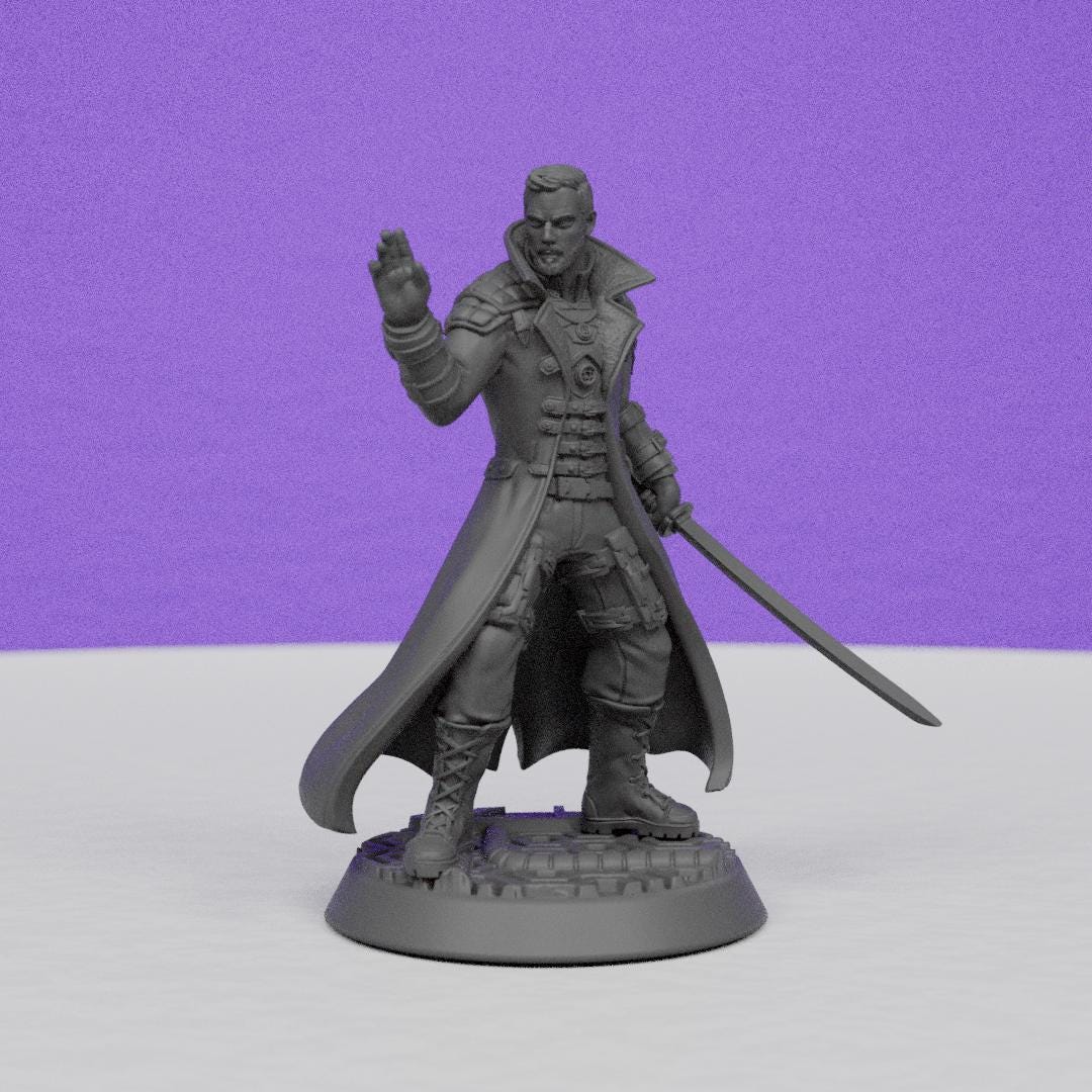 Clint Arcane Swordman | Miniatures Blueprint | Compatible with D&D/AoS | Fantasy