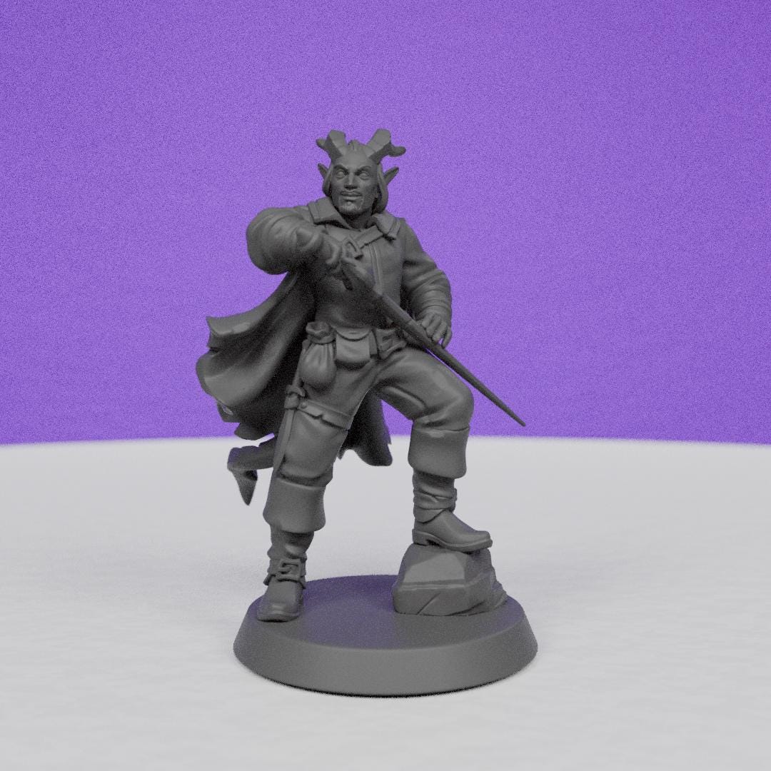 Tiefling Duelist | Galaad Miniatures | Compatible with D&D/AoS | Fantasy | Tabletop RPG