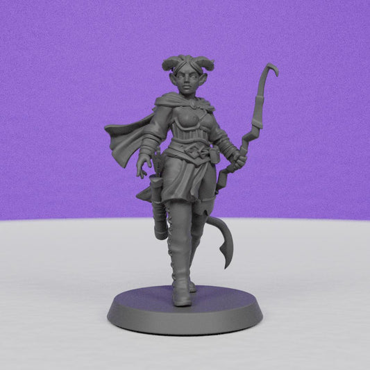 Female Tiefling Archer | Galaad Miniatures | Compatible with D&D/AoS | Fantasy | Tabletop RPG