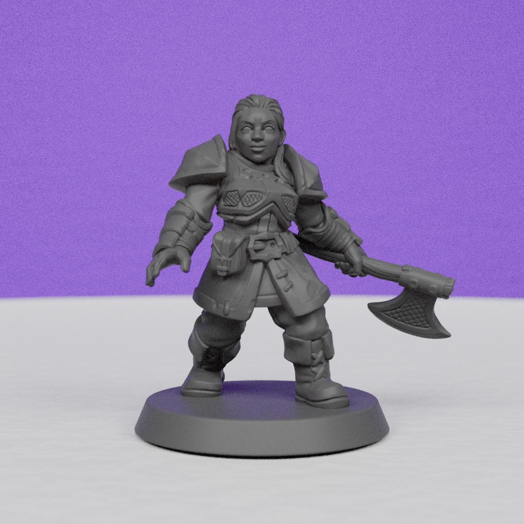 Female Dwarf Warrior | Galaad Miniatures | Compatible with D&D/AoS | Fantasy