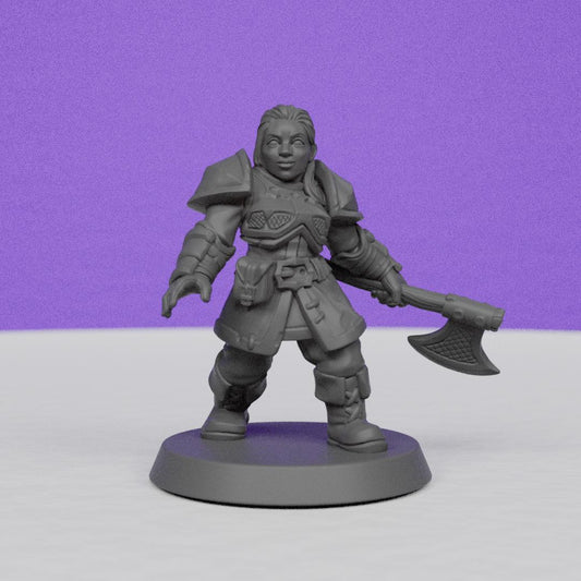 Female Dwarf Warrior | Galaad Miniatures | Compatible with D&D/AoS | Fantasy