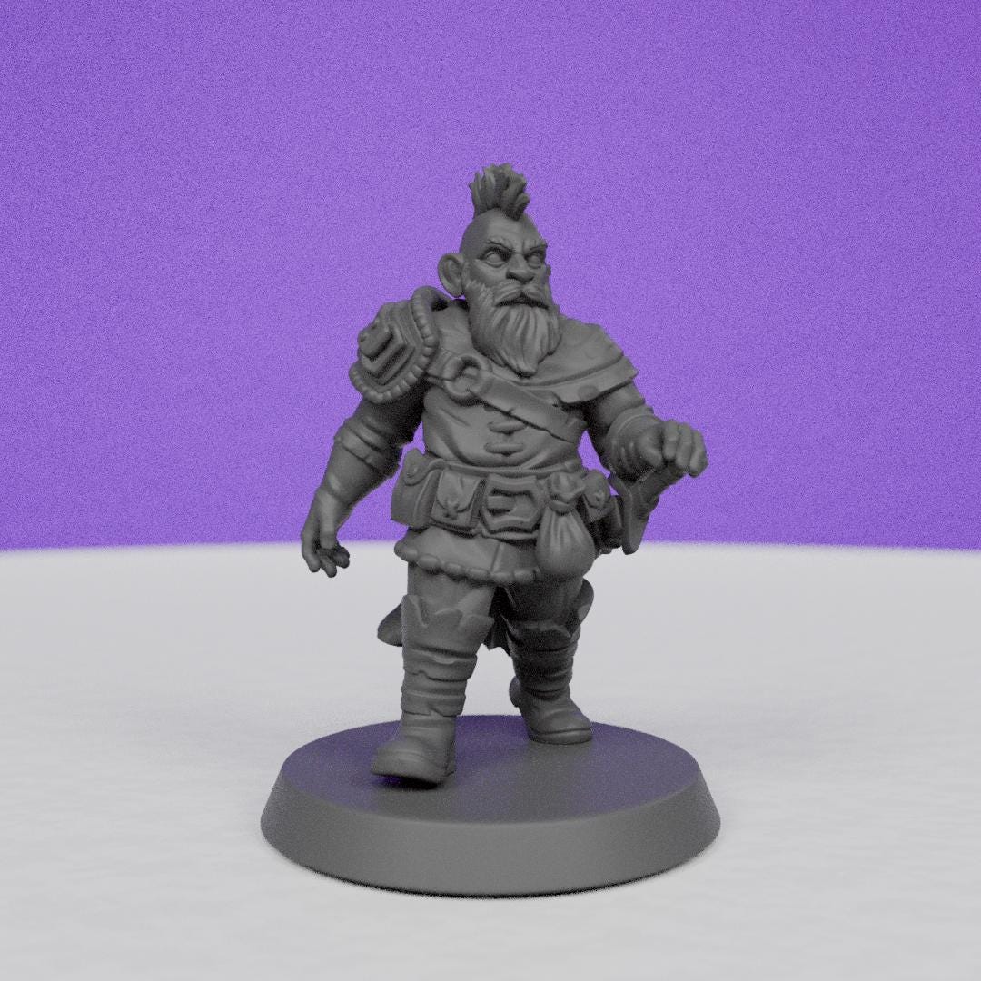 Dwarf Warrior Trader | Galaad Miniatures | Compatible with D&D/AoS | Fantasy