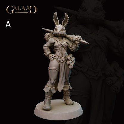 Adventurer | Rabbit/Female Human | Galaad Miniatures | Compatible with D&D/AoS | Fantasy | Tabletop RPG