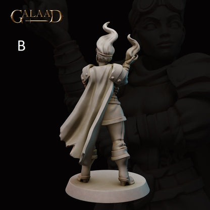Battle Mage Miniature | Female/Elf/Human/Tiefling | Galaad Miniatures | Compatible with D&D/AoS | Fantasy | Tabletop RPG