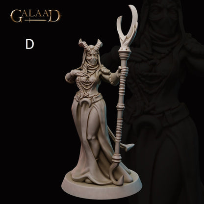 Battle Mage Miniature | Female/Elf/Human/Tiefling | Galaad Miniatures | Compatible with D&D/AoS | Fantasy | Tabletop RPG