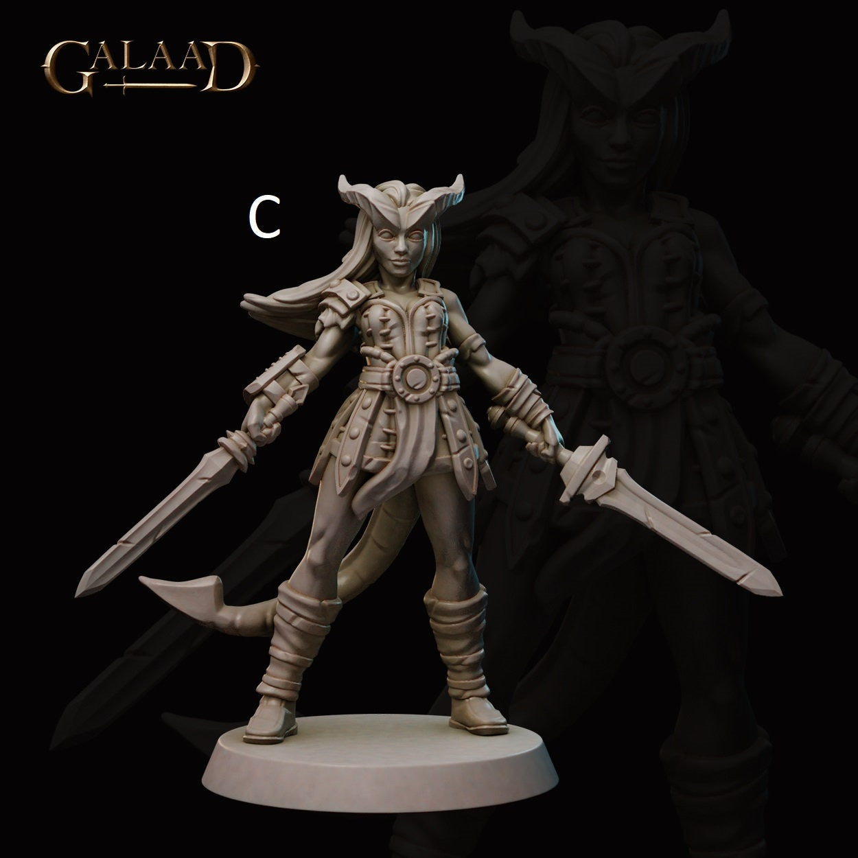 Fighter | Tiefling/Elf/Human | Galaad Miniatures | Compatible with D&D/AoS | Fantasy | Tabletop RPG