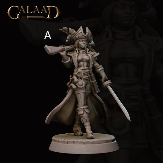 Pirate | Male/Female | Galaad Miniatures | Compatible with D&D/AoS | Fantasy | Tabletop RPG