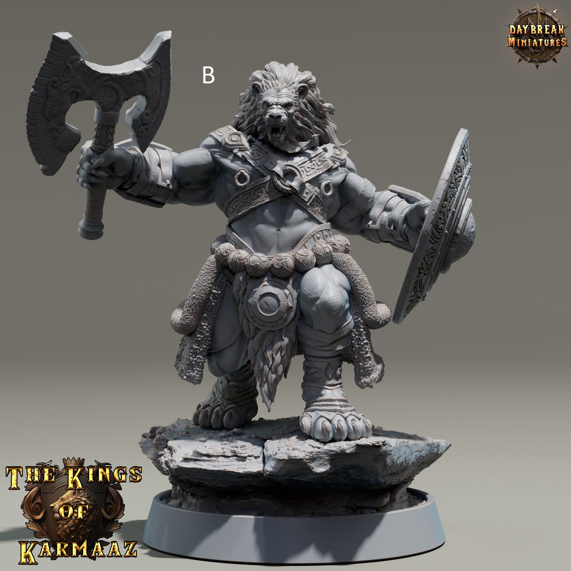 The Kings of Karmaaz | DayBreak Miniatures | Warrior/Fighter | Sword and Shield | Compatible with D&D/AOS | Fantasy - Tabletop RPG