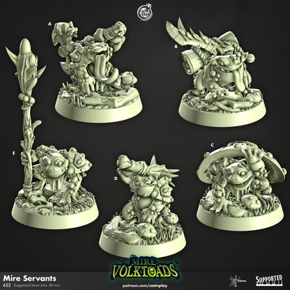 Mire Volk Toads | Warrior/Banner Bearer/Skirmisher | CastnPlay | Compatible with D&D/AoS | Fantasy | Tabletop RPG