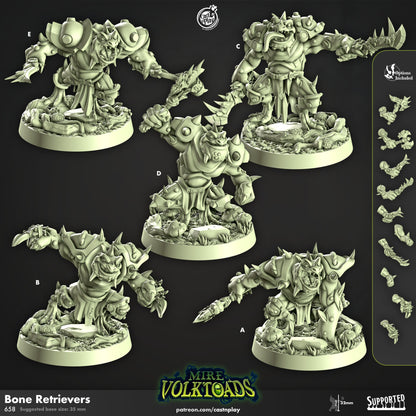 Mire Volk Toads | Warrior/Banner Bearer/Skirmisher | CastnPlay | Compatible with D&D/AoS | Fantasy | Tabletop RPG