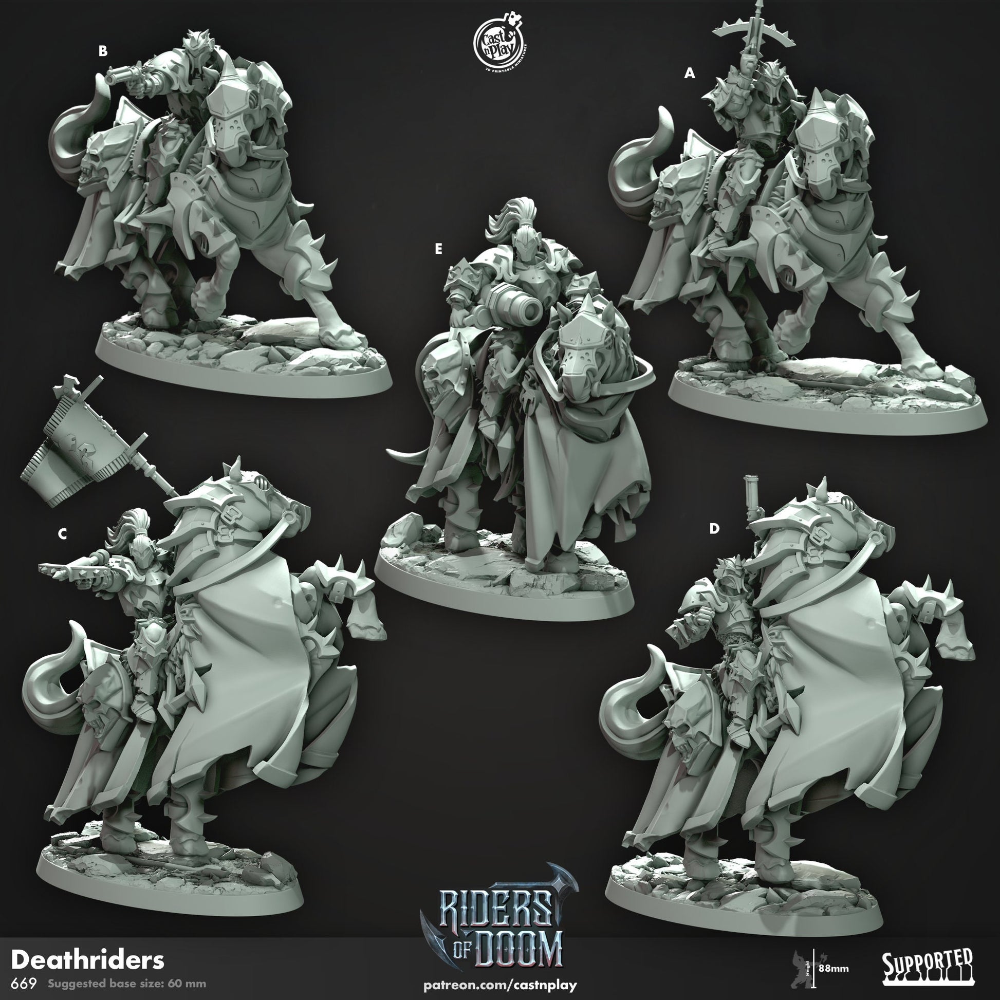 Death Riders | Mounted Knight | CastnPlay (Riders of Doom) | Compatible with D&D/AoS | Fantasy