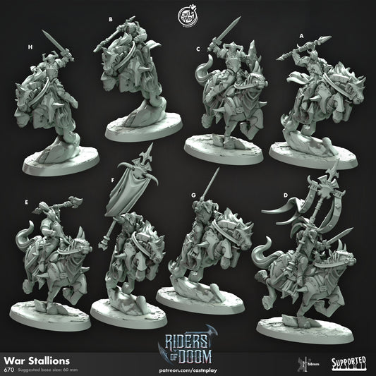 War Stallions | Mounted Warrior | CastnPlay (Riders of Doom) | Compatible with D&D/AoS | Fantasy