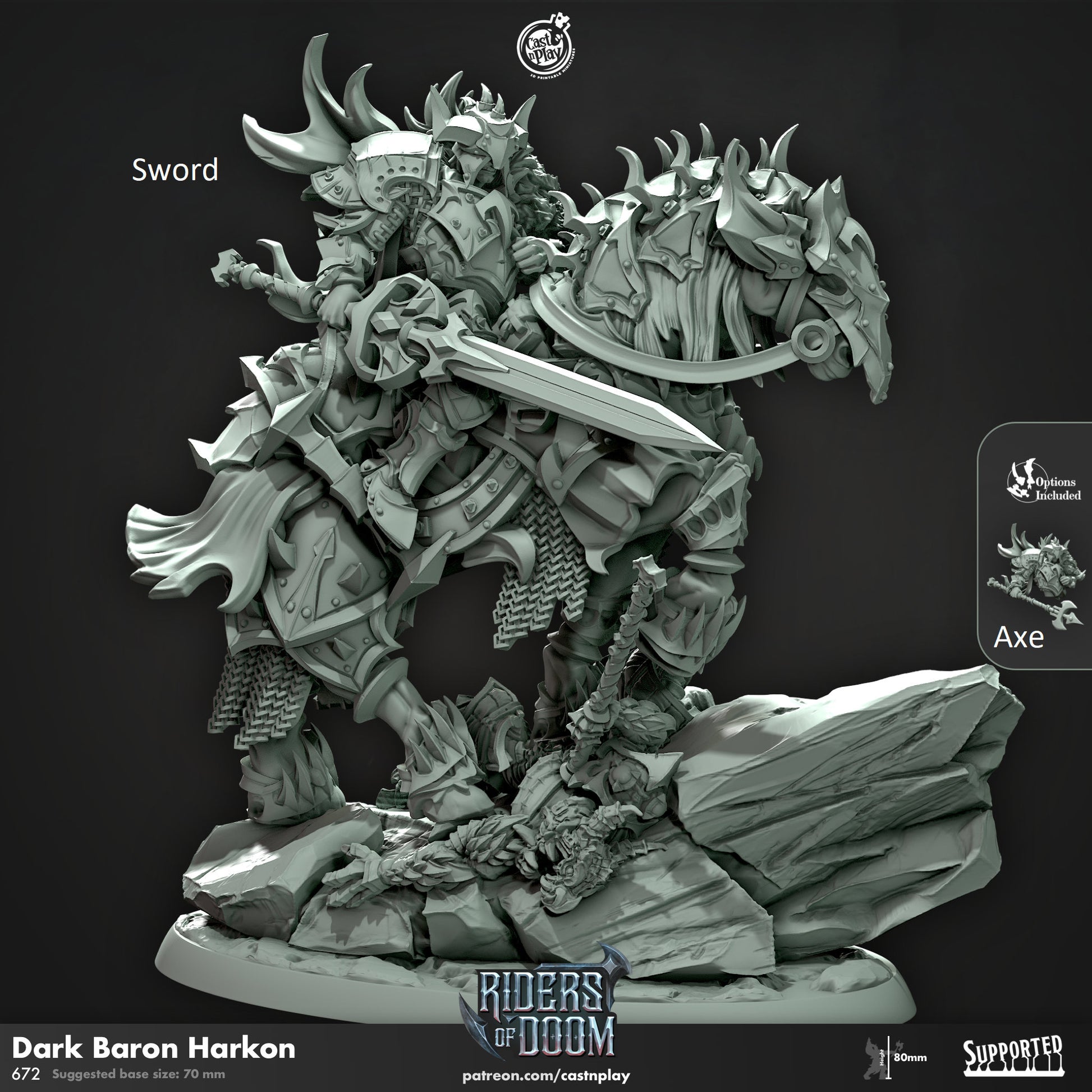Dark Baron Harkon | Mounted Lord | CastnPlay (Riders of Doom) | Compatible with D&D/AoS | Fantasy