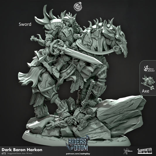 Dark Baron Harkon | Mounted Lord | CastnPlay (Riders of Doom) | Compatible with D&D/AoS | Fantasy