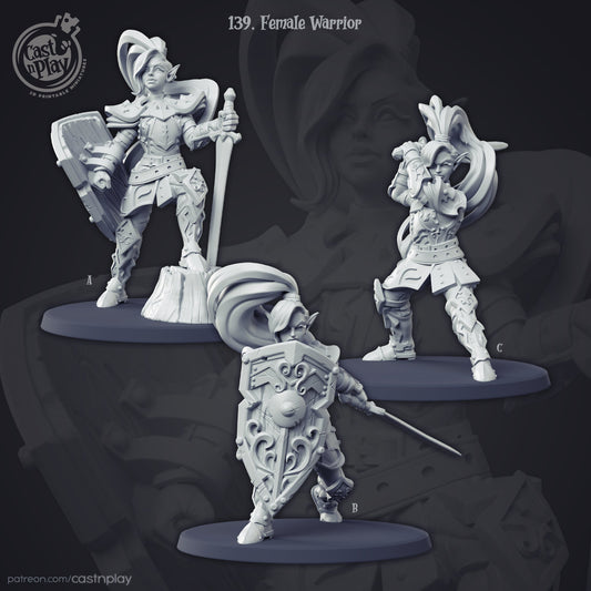Female Elf Warrior Miniature | CastnPlay | Compatible with D&D/AoS | Fantasy