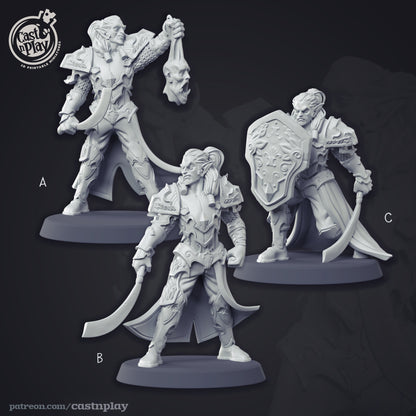 Elven Champion Miniature | CastnPlay | Compatible with D&D/AoS | Fantasy