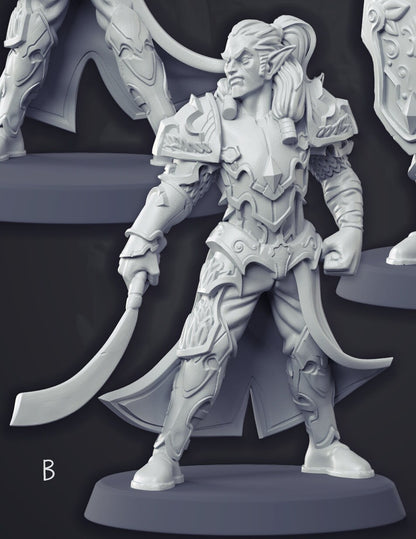 Elven Champion Miniature | CastnPlay | Compatible with D&D/AoS | Fantasy