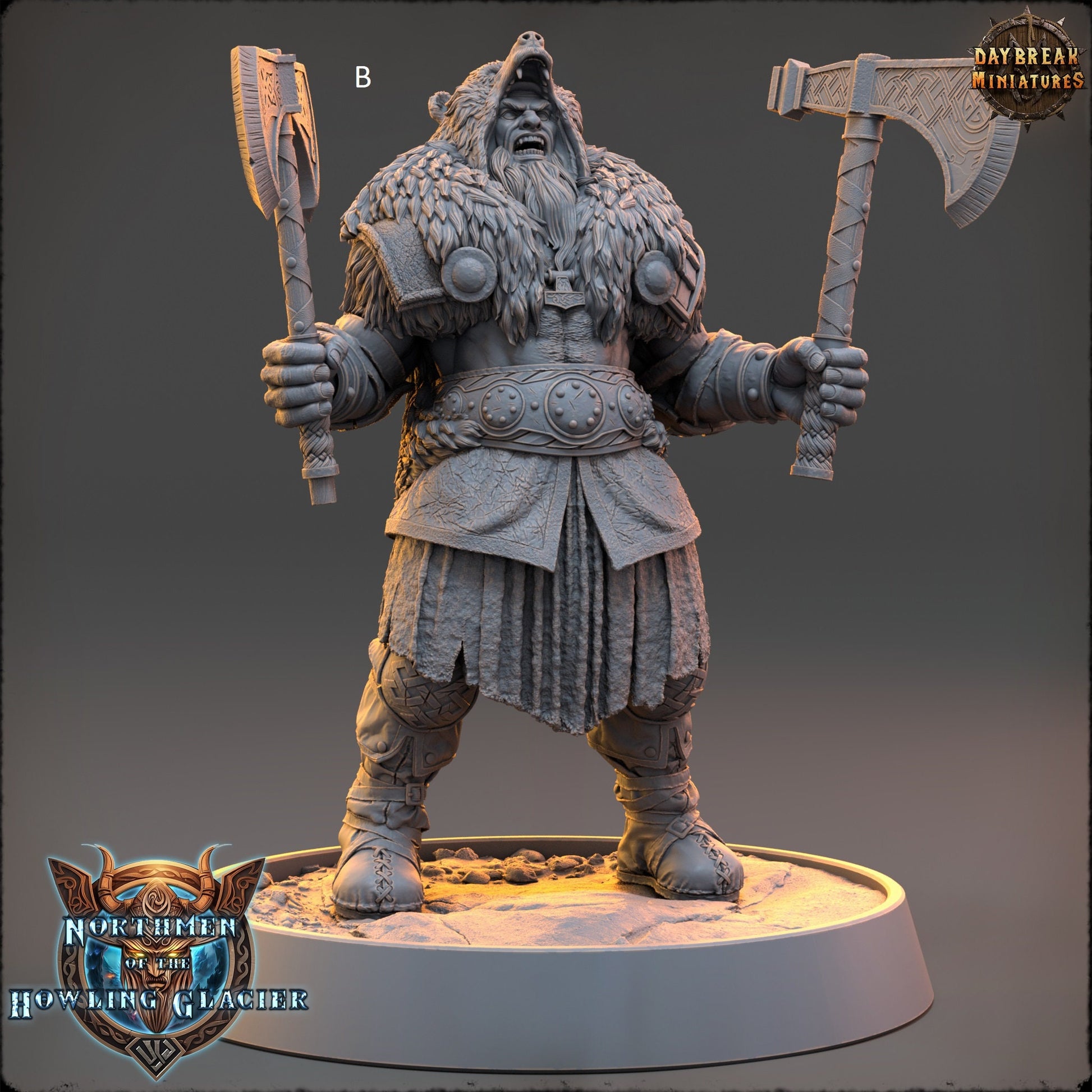 Northern Warriors Miniatures | DayBreak Miniatures | Archer/Dual Axes | Compatible with D&D/AOS | Fantasy | Tabletop RPG