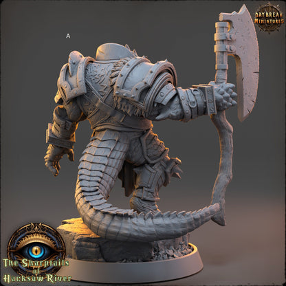 Crocodilian | Two handed Weapons | DayBreak Miniatures | Compatible with D&D/AOS | Fantasy | Tabletop