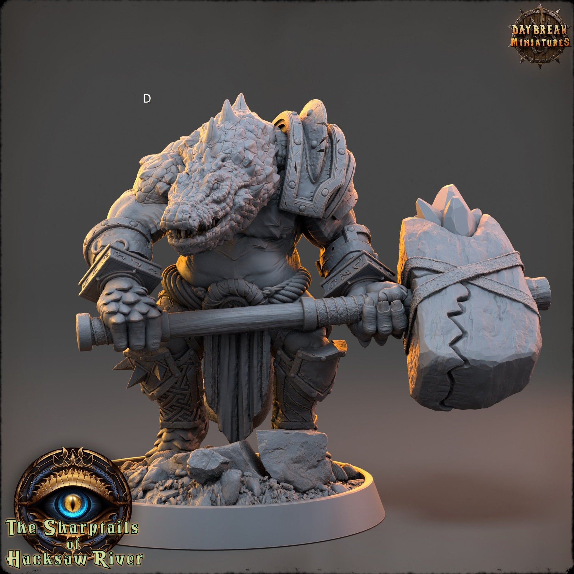 Crocodilian | Two handed Weapons | DayBreak Miniatures | Compatible with D&D/AOS | Fantasy | Tabletop