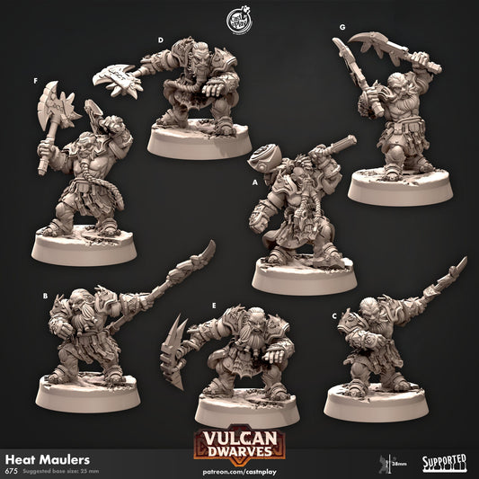 Dwarf Heat Maulers Miniatures | Warriors | CastnPlay | Compatible with D&D/AoS | Fantasy