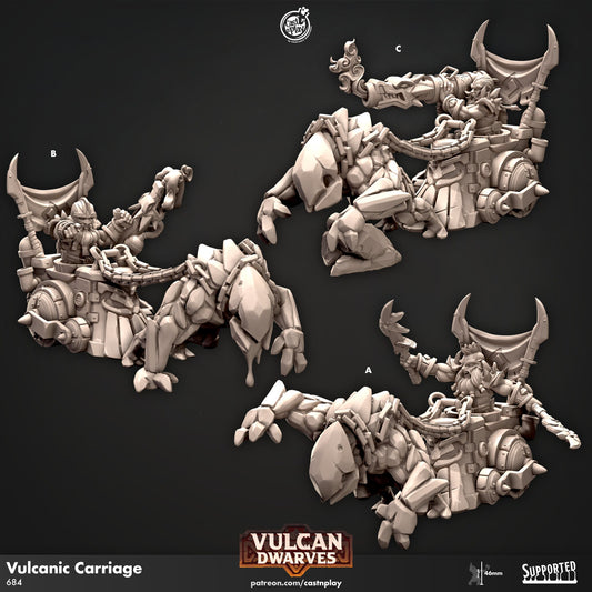 Dwarf Vulcanic Chariot Miniature | Golem Carriage | CastnPlay | Compatible with D&D/AoS | Fantasy